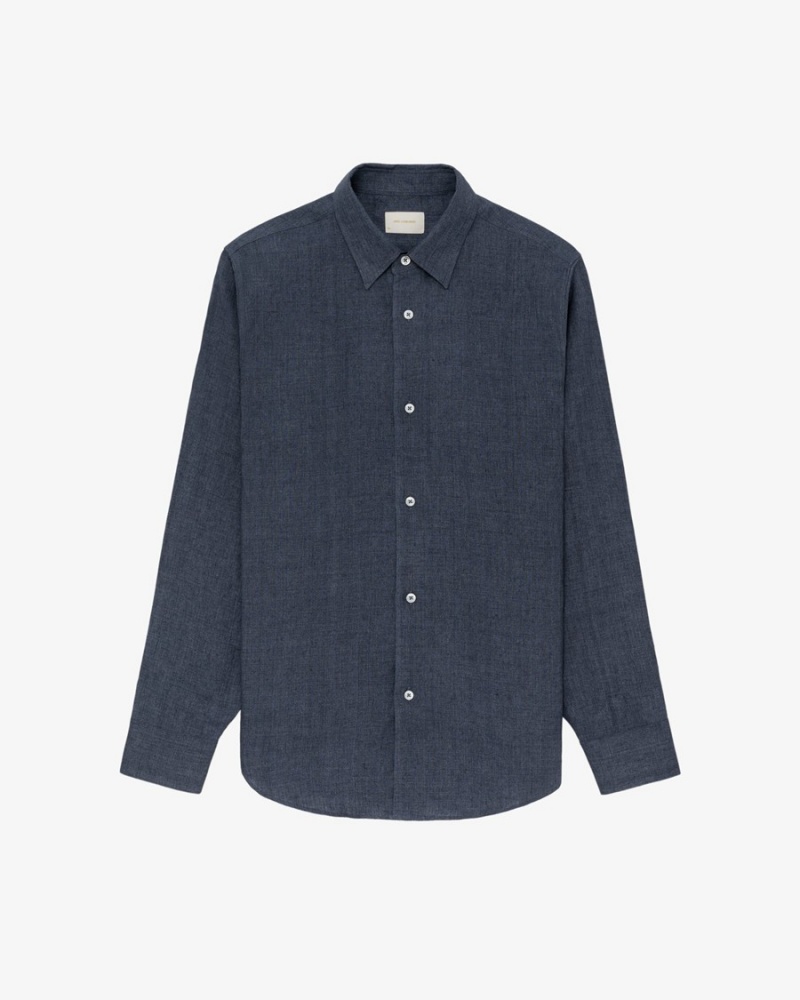 Black Aime Leon Dore Long-Sleeve Linen Unisex Shirts | OZRXS5046