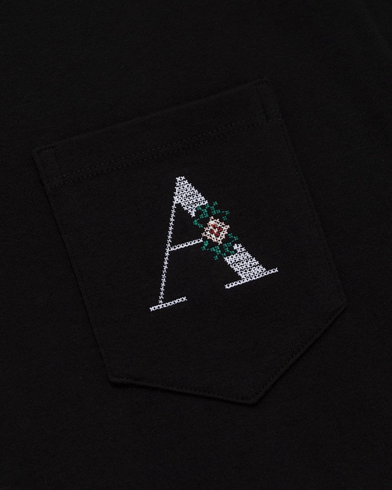 Black Aime Leon Dore Needlepoint 'A' Pocket Men's Shirts | SZYQT9210