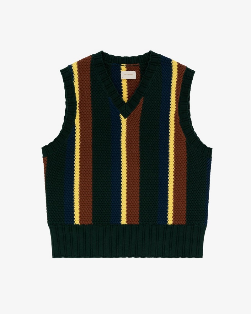 Black Aime Leon Dore Striped Men\'s Vest | LNOFQ2085