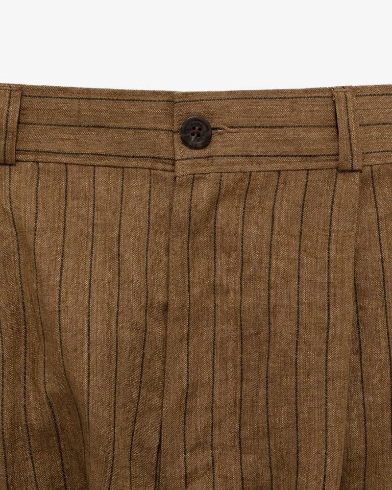 Brown Aime Leon Dore Double Pleated Linen Women's Short | KIBXO1863