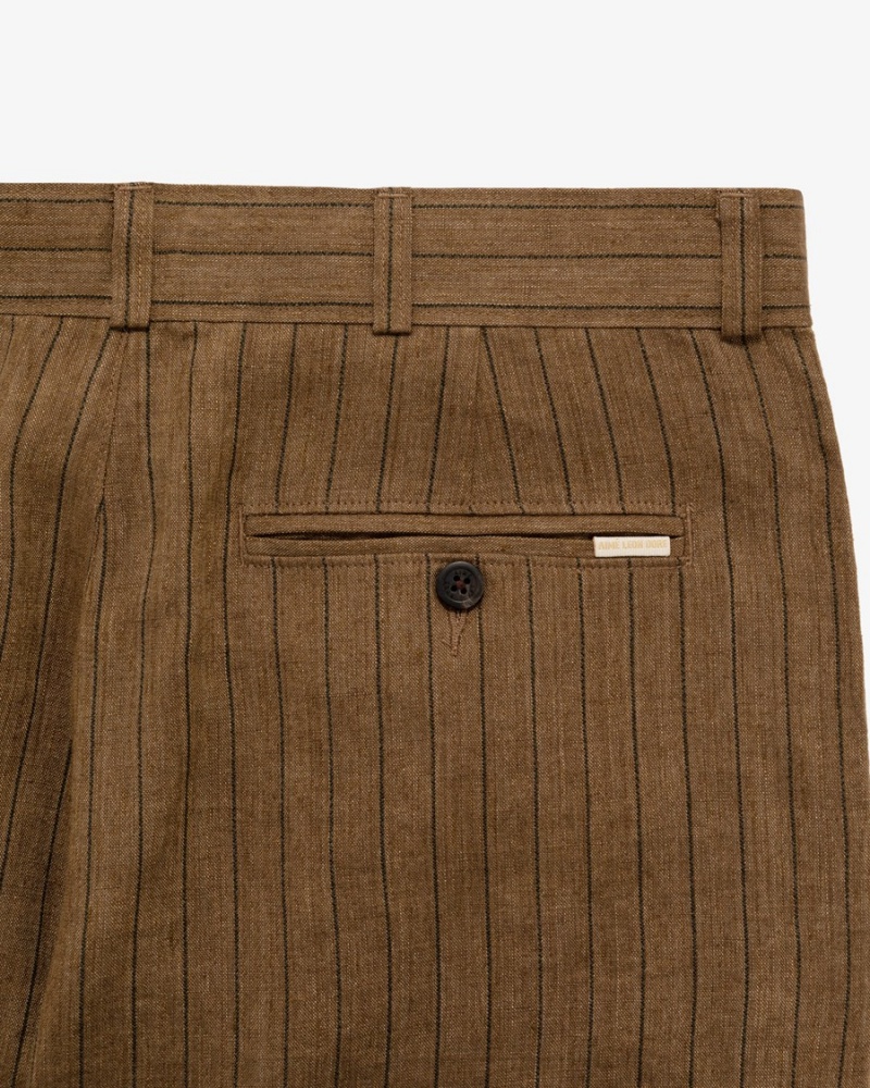 Brown Aime Leon Dore Double Pleated Linen Women's Short | KIBXO1863