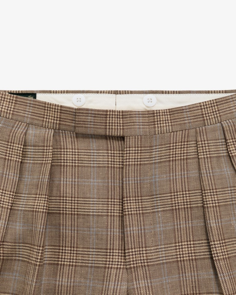 Brown Aime Leon Dore Double Pleated Plaid Men's Trouser | FBZLP0176