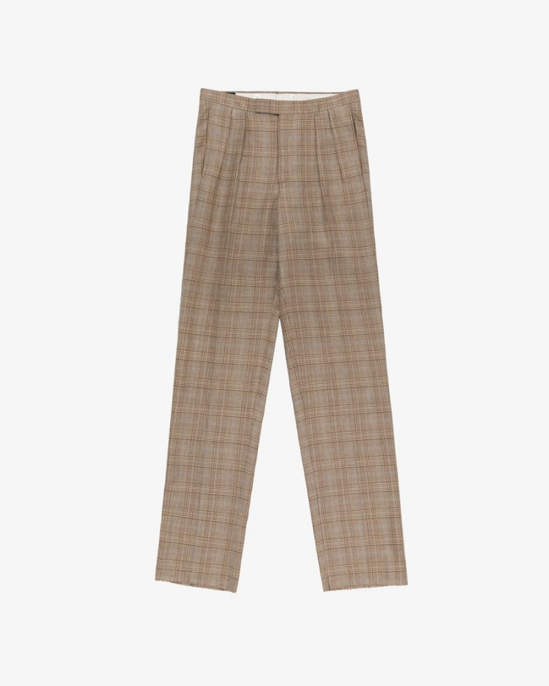 Brown Aime Leon Dore Double Pleated Plaid Men\'s Trouser | FBZLP0176