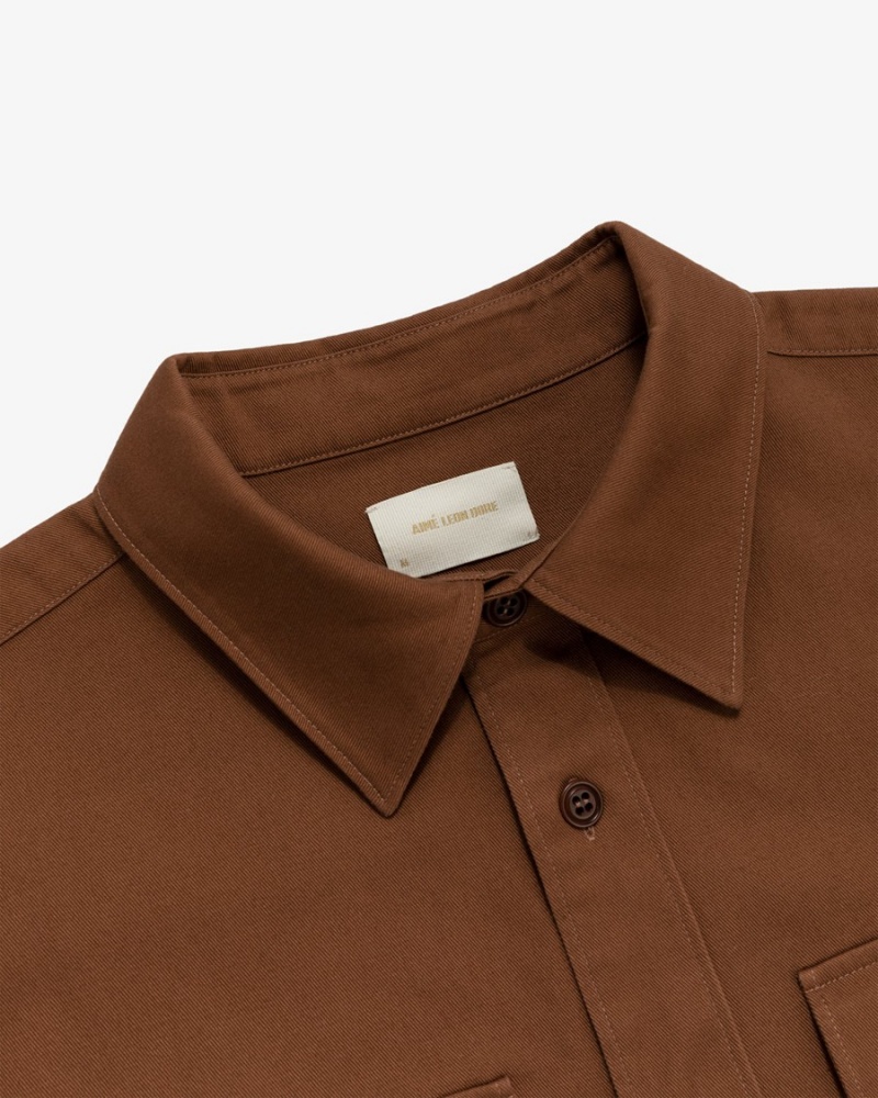 Brown Aime Leon Dore Utility Men's Shirts | NSZYA9150