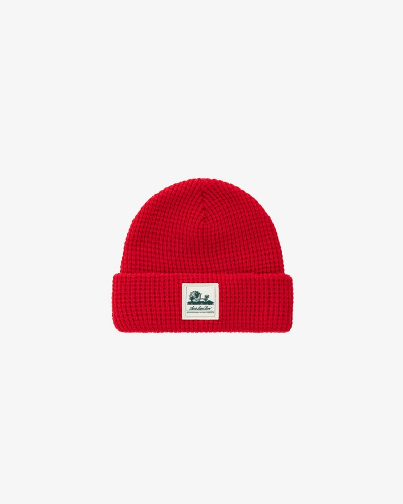 Dark Red Aime Leon Dore Waffle Knit Unisex Beanie | VLKTR0437