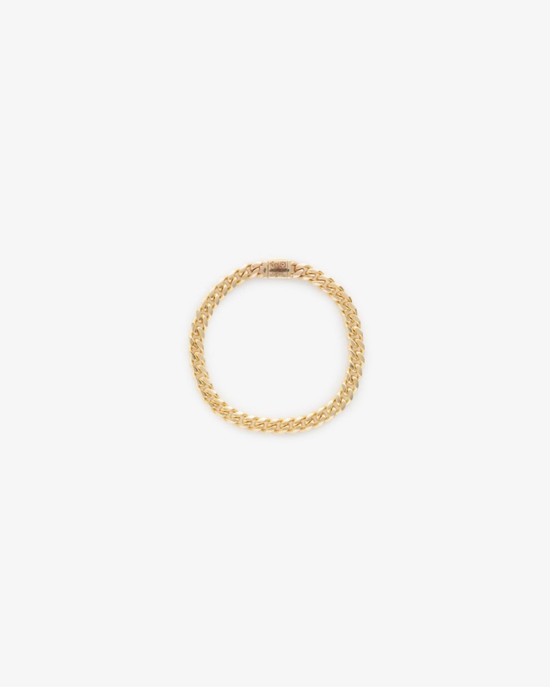 Gold Aime Leon Dore 14kt Gold Cuban Link Unisex Bracelet | QBTND6784