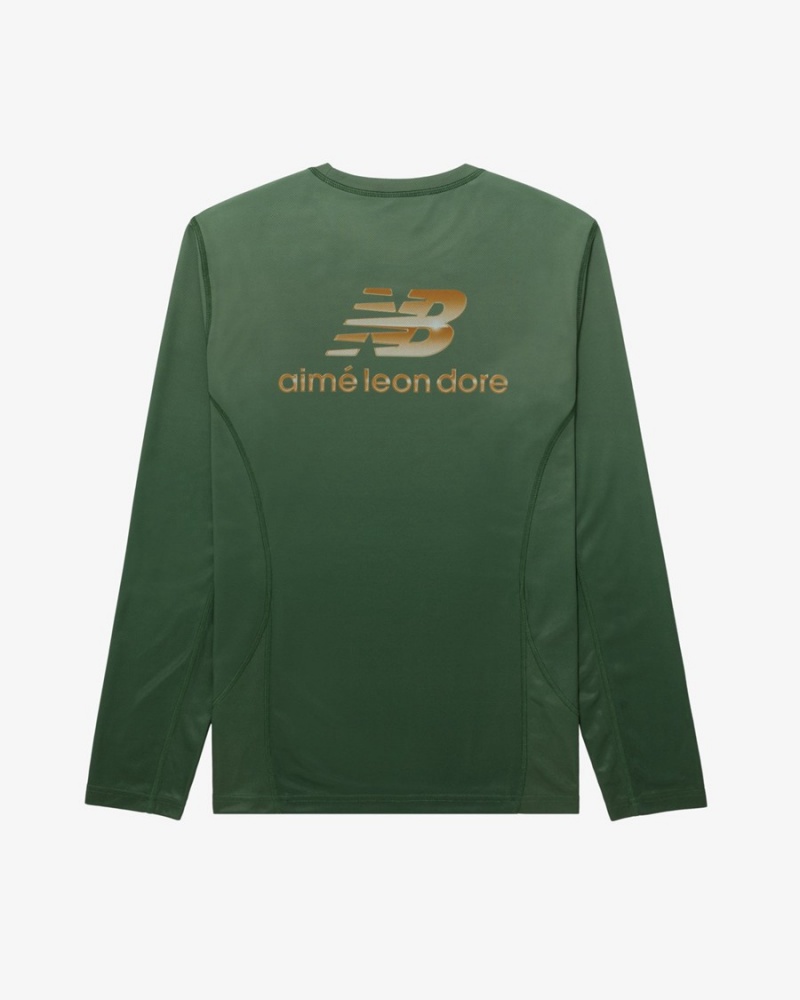 Green Aime Leon Dore Ald / New Balance Long-Sleeve Racing Men\'s Shirts | AMFIC2459