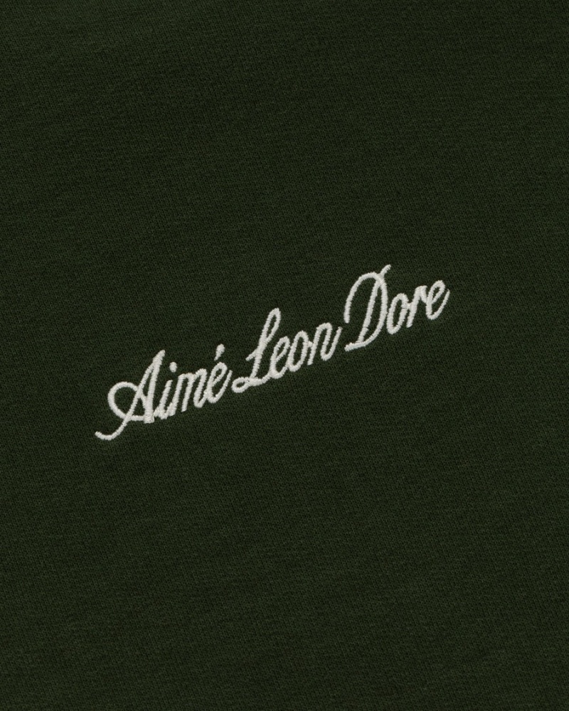 Green Aime Leon Dore Embroidered Logo Crewneck Men's Sweatersshirts | RLUSI8436