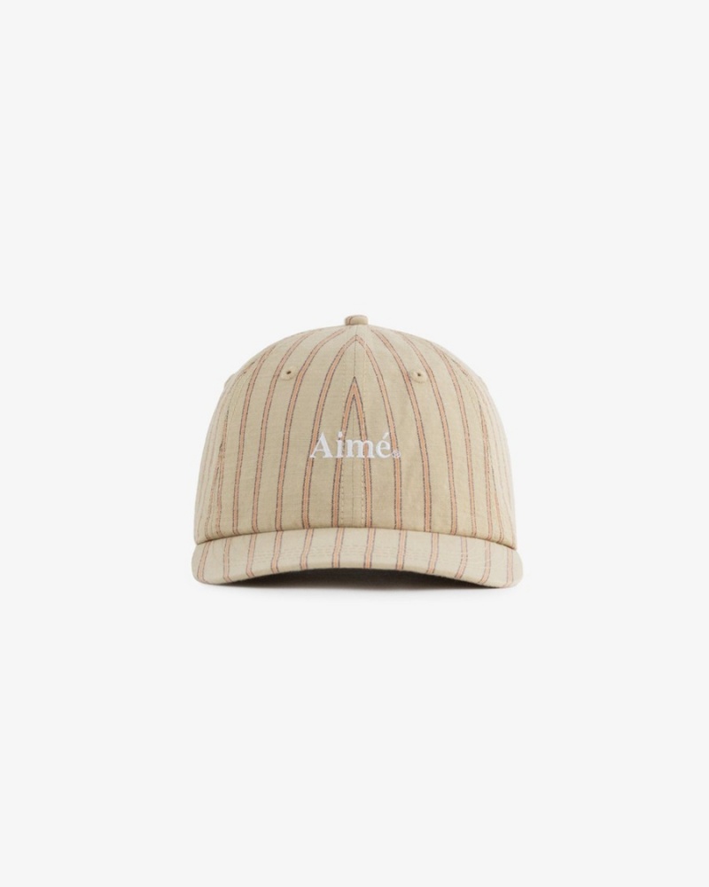 Green Aime Leon Dore Linen Striped Unisex Hats | GKUTO0981