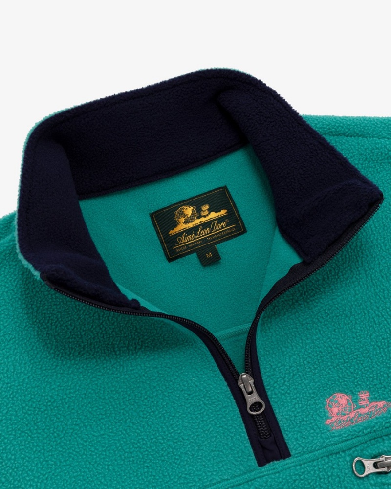 Green Aime Leon Dore Quarter Zip Fleece Men's Pullover | YBQCT4053