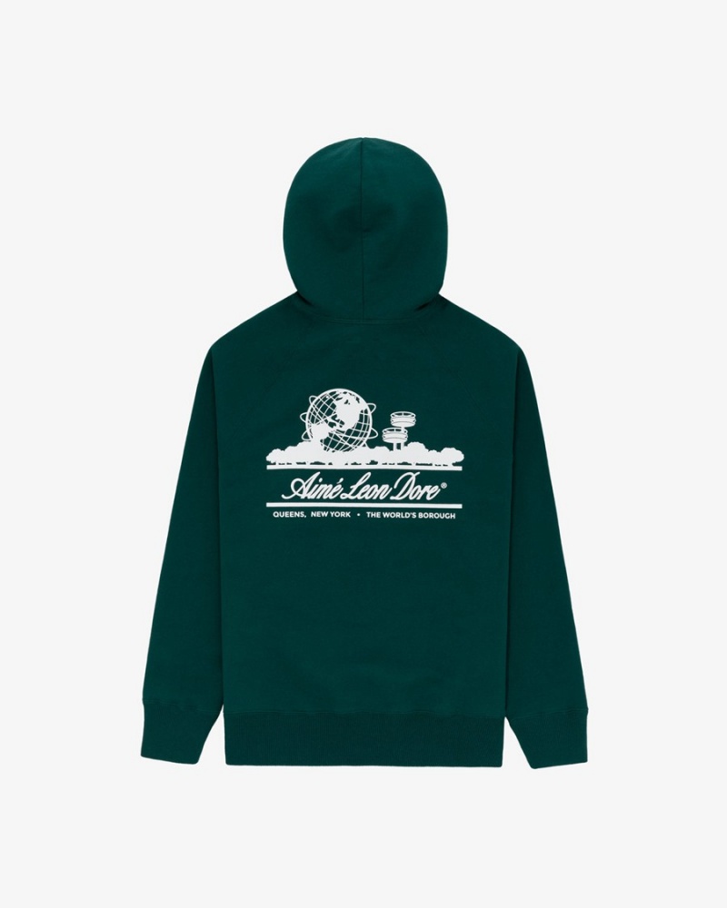 Green Aime Leon Dore Unisphere Women's Hoodie | KHYDJ1860