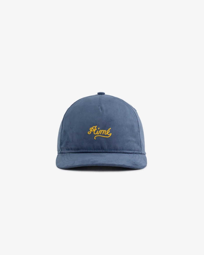 Indigo Aime Leon Dore Chain Stitch Brushed Nylon Unisex Hats | QBMFG2517