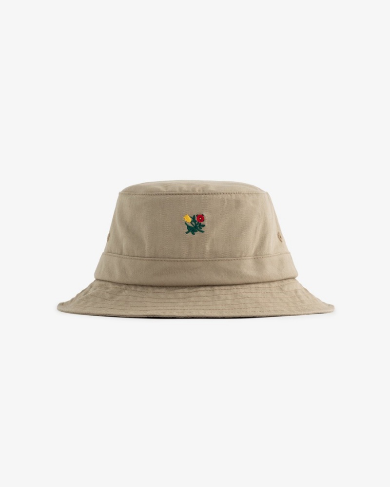 Khaki Aime Leon Dore Brushed Crest Bucket Unisex Hats | BKXVF0629