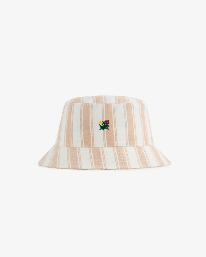 Khaki Aime Leon Dore Striped Crest Bucket Women\'s Hats | LEFYN2507