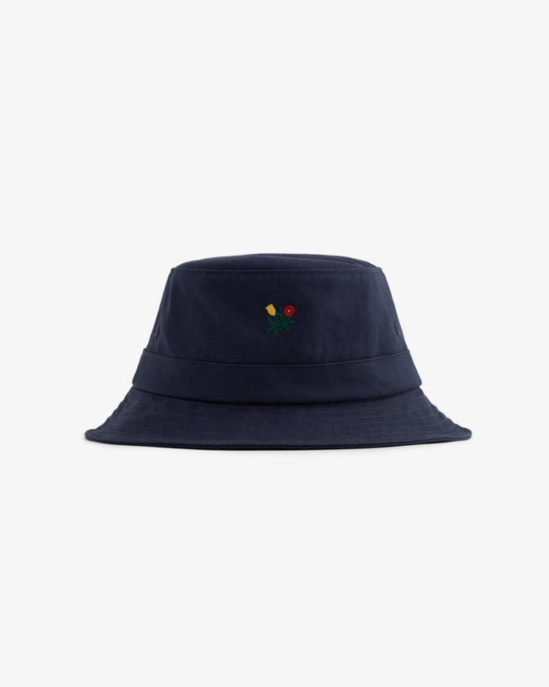 Navy Aime Leon Dore Brushed Crest Bucket Unisex Hats | OLQWU0528