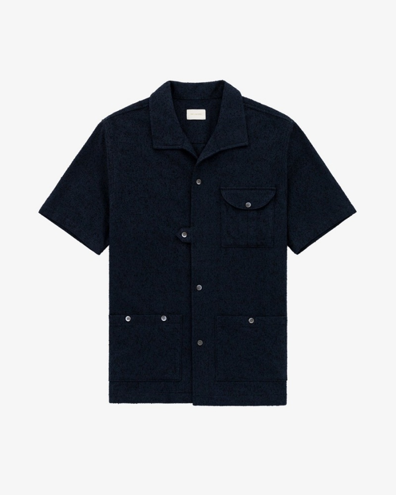 Navy Aime Leon Dore Mechanic Unisex Shirts | HJGMU7152