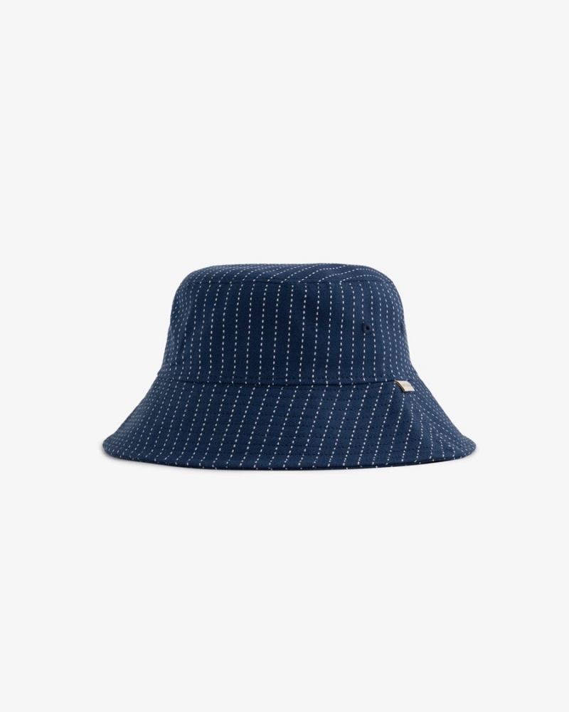 Navy Aime Leon Dore Striped Bucket Unisex Hats | OBQER4982