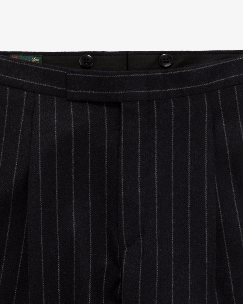 Navy White Aime Leon Dore Single Pleated Men's Trouser | NIGPO5037