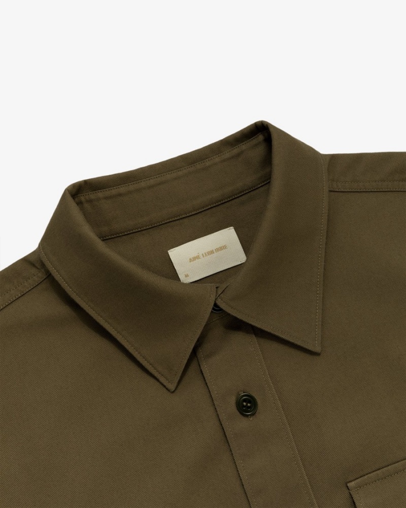 Olive Aime Leon Dore Utility Men's Shirts | NYQBJ4369