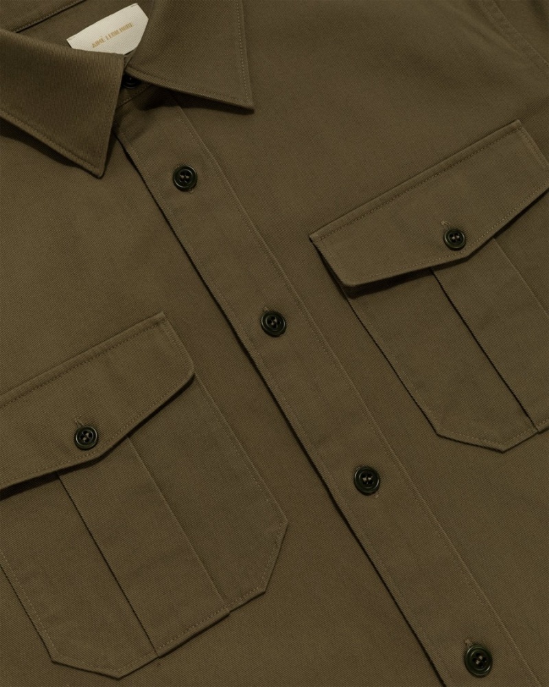 Olive Aime Leon Dore Utility Men's Shirts | NYQBJ4369