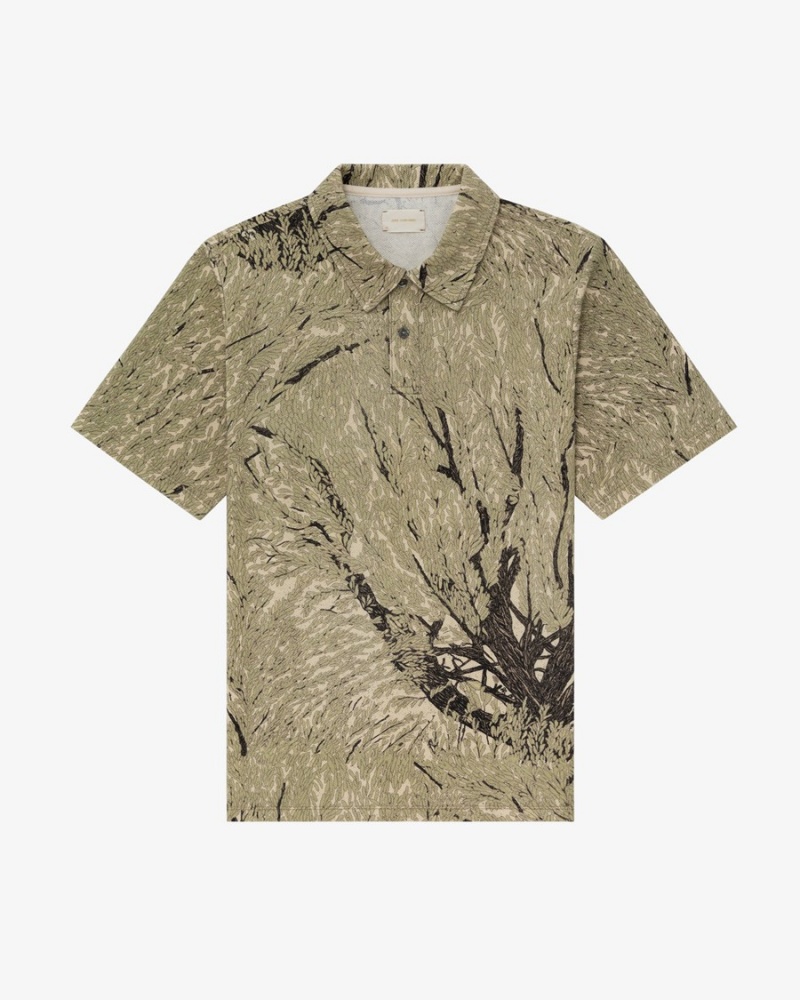 Olive Camo Aime Leon Dore Printed Piqué Polo Unisex Shirts | XTVPA2803