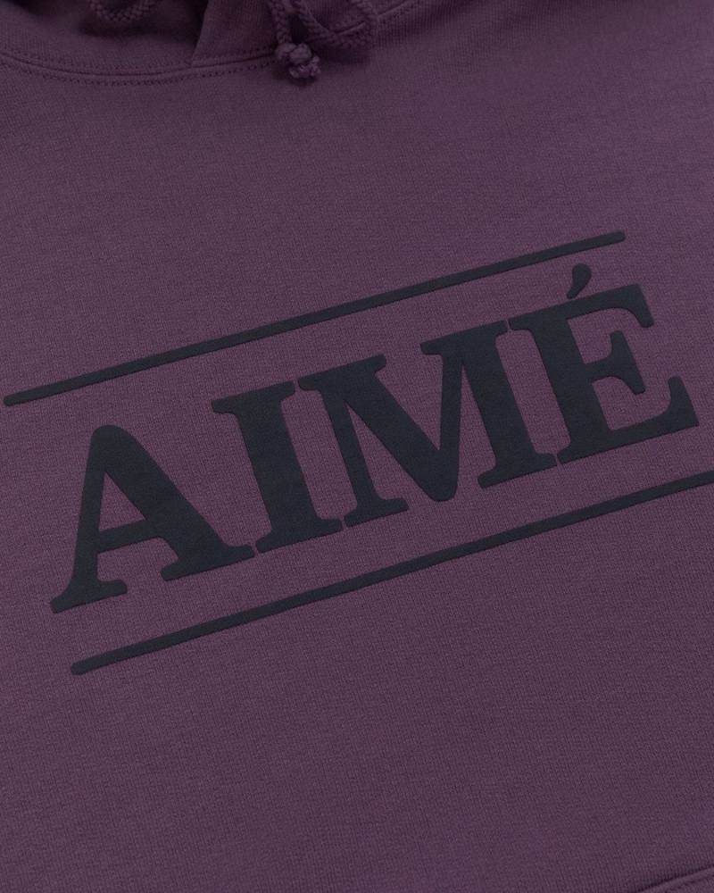 Purple Aime Leon Dore Logo Men's Hoodie | JQBFS5184