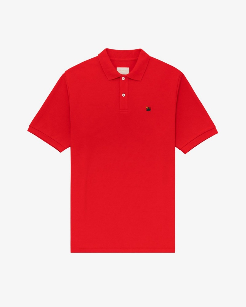 Red Aime Leon Dore Crest Piqué Polo Men\'s Polo Shirts | XYLOI7513