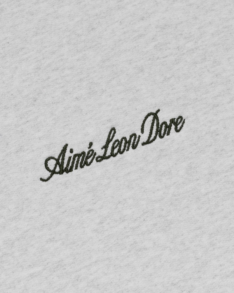 Silver Aime Leon Dore Embroidered Logo Crewneck Men's Sweatersshirts | TFSDG6024