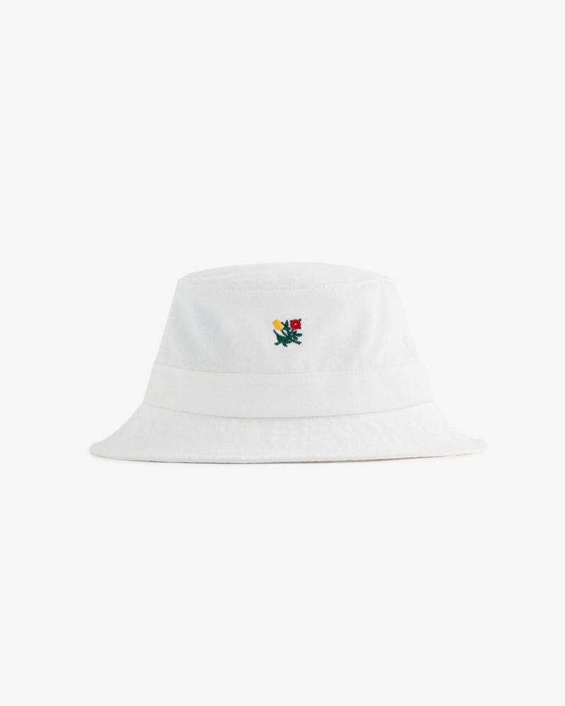 White Aime Leon Dore Brushed Crest Bucket Unisex Hats | CIZEX6945