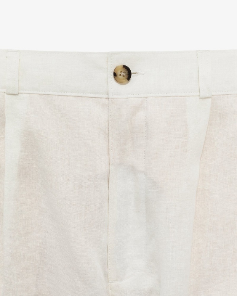 White Aime Leon Dore Double Pleated Linen Women's Short | ECFMA8276