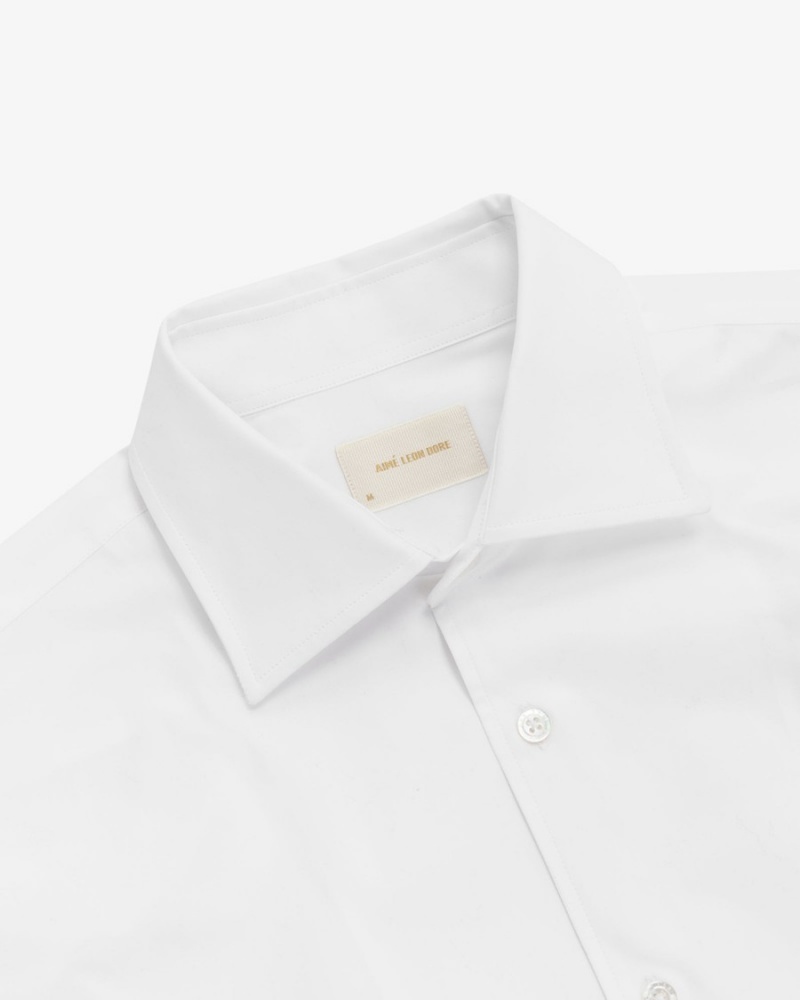 White Aime Leon Dore Dress Men's Shirts | GFXMW0468