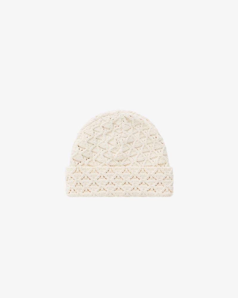 White Aime Leon Dore Eyelet Knit Unisex Beanie | JGOFM0174