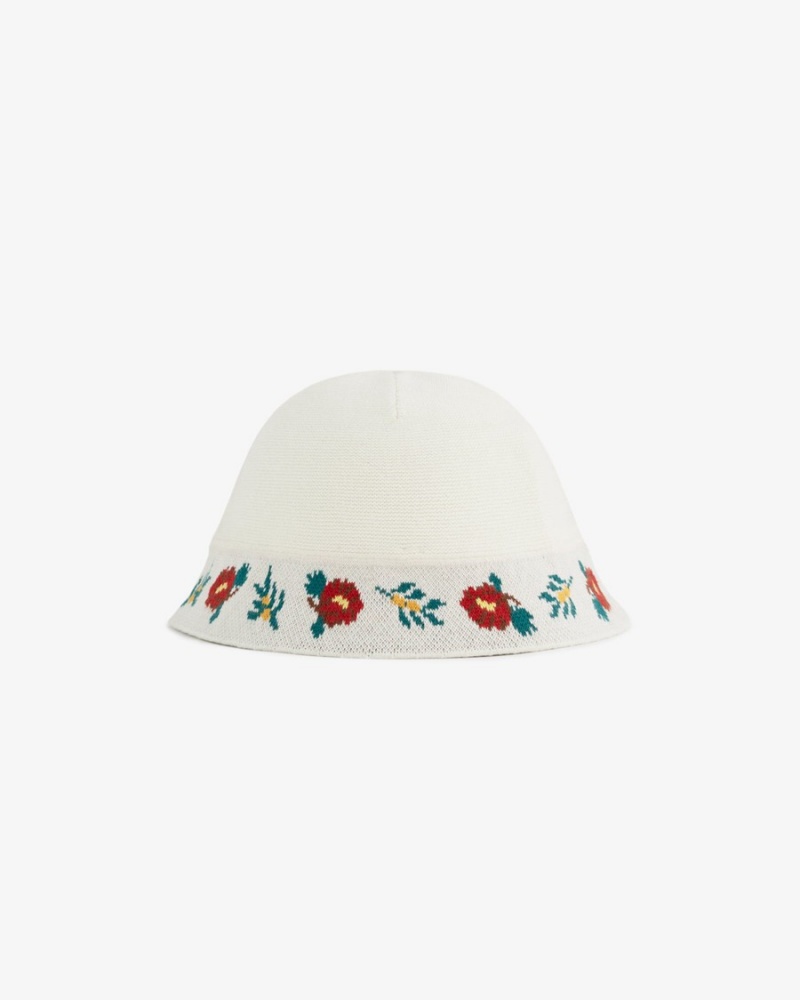 White Aime Leon Dore Floral Knit Bucket Women\'s Hats | CBSOU8973