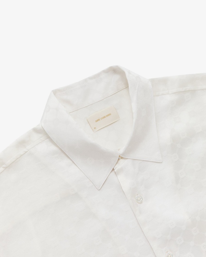 White Aime Leon Dore Jacquard Monogram Women's Shirts | YONMC6417