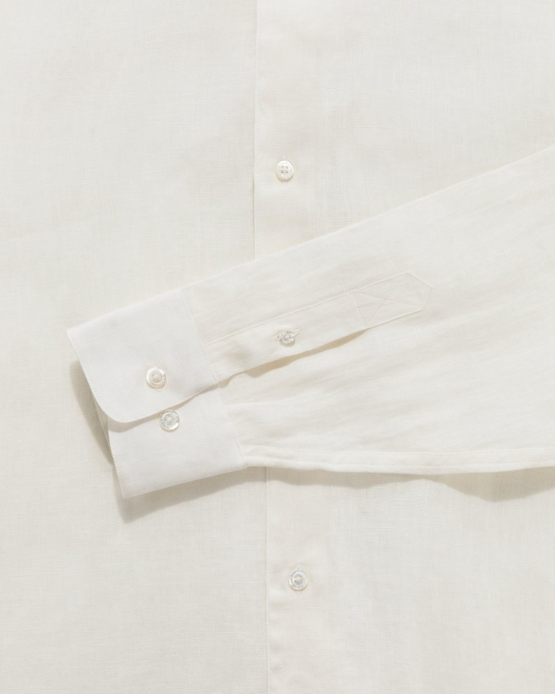 White Aime Leon Dore Long-Sleeve Linen Unisex Shirts | YMCGJ7538