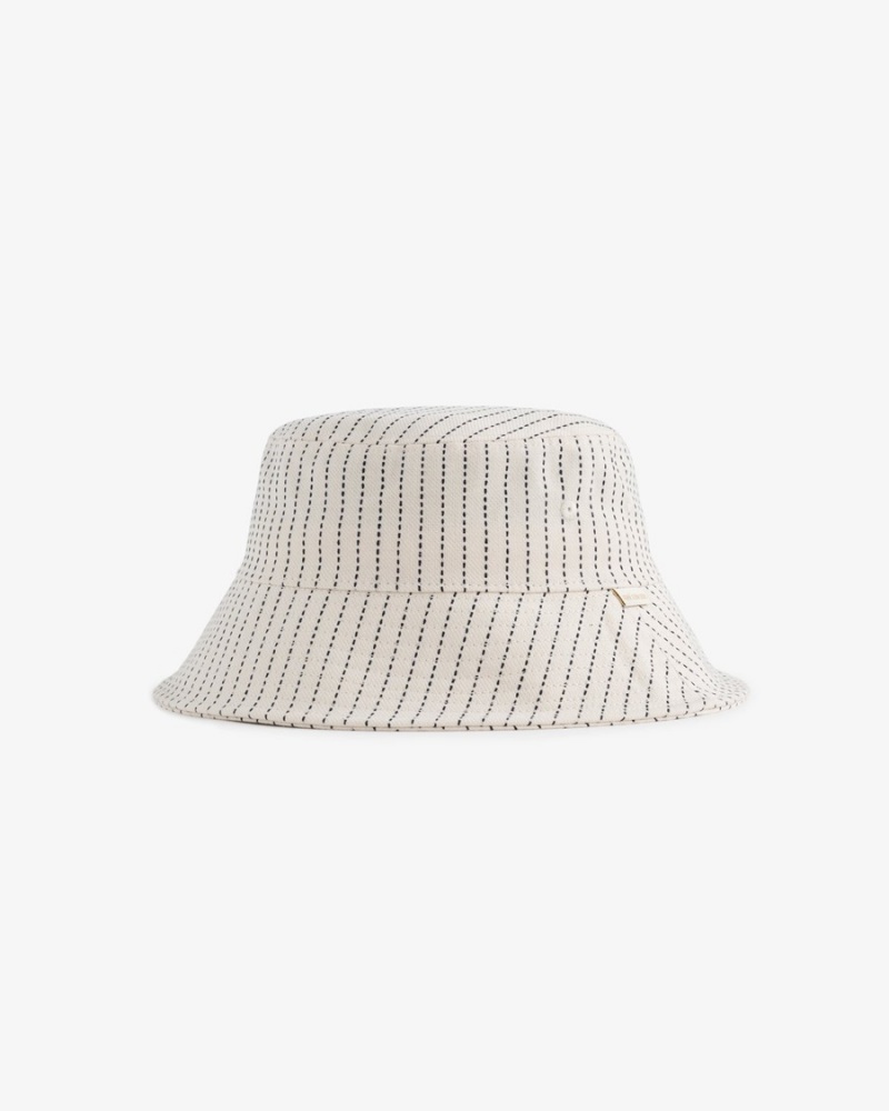 White Aime Leon Dore Striped Bucket Unisex Hats | TRNQI6081