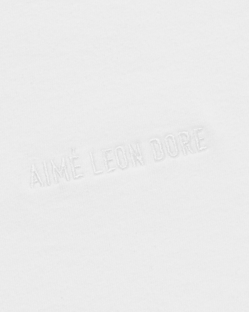 White Aime Leon Dore Tonal Logo Long-Sleeve Men's Shirts | FNYKR7264