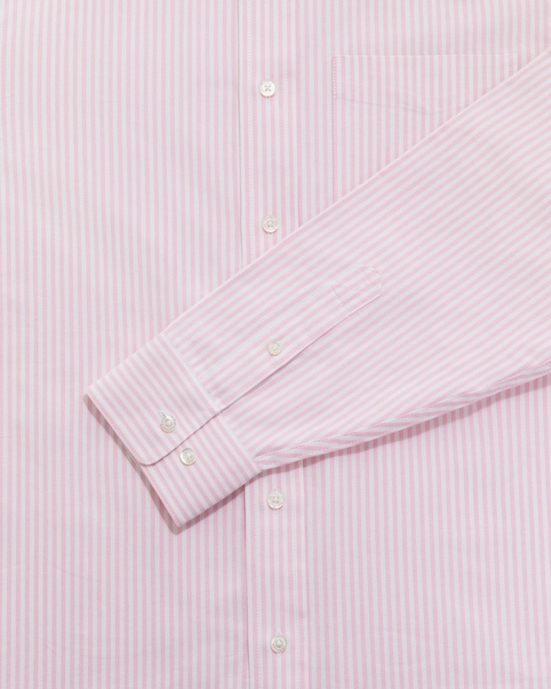 White Pink Aime Leon Dore Striped Crest Oxford Men's Shirts | TIVYP5798