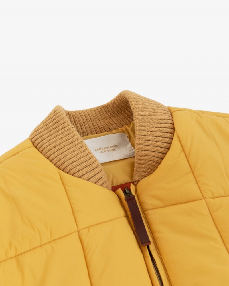 Yellow Aime Leon Dore Quilted Bomber Men's Jackets | EDIQG9650