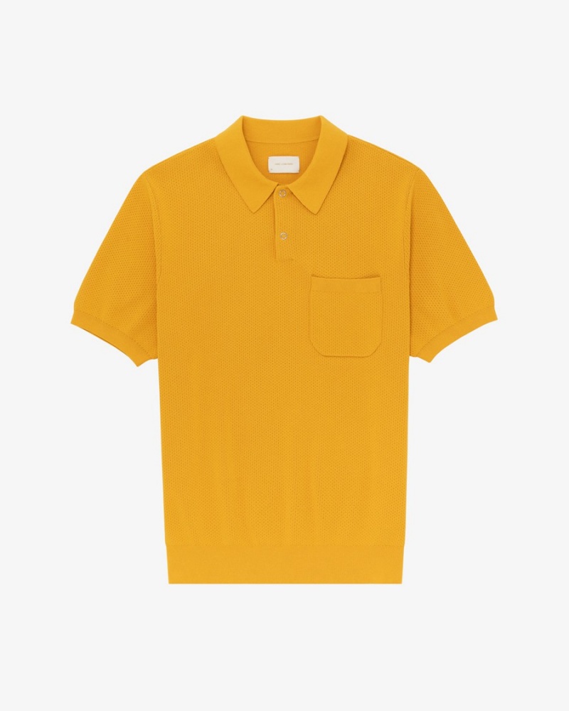 Yellow Aime Leon Dore Short-Sleeve Knit Polo Men\'s Shirts | YXIOD8964